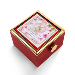 Family's Heart - Love Knot Necklace with Rotating Rose Gift Box (for Mom)