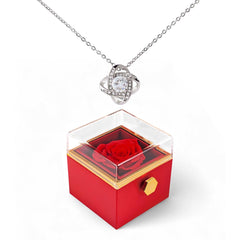 Love Knot (Non-Message Card) - Necklace With Rotating Rose Gift Box