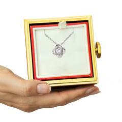 Love Knot (Non-Message Card) - Necklace With Rotating Rose Gift Box