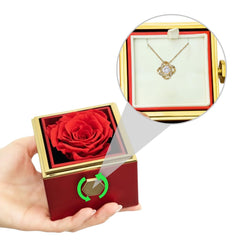 Love Knot (Non-Message Card) - Necklace With Rotating Rose Gift Box