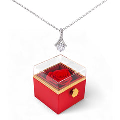 Alluring Beauty (Non-Message Card) - Necklace With Rotating Rose Gift Box