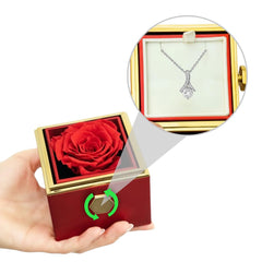 Alluring Beauty (Non-Message Card) - Necklace With Rotating Rose Gift Box